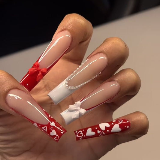 Cupids Bow , Valentines Press on Nails